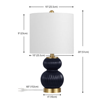 Daphne 20" Ribbed Metal/Glass LED Table Lamp